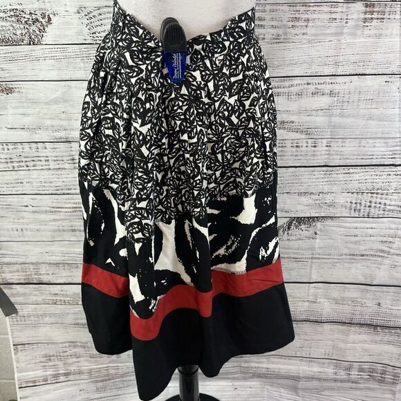 Avenue Skirt size 14 Black Red Leaves Knee A Line Pockets Modest Church Casual - Picture 9 of 10